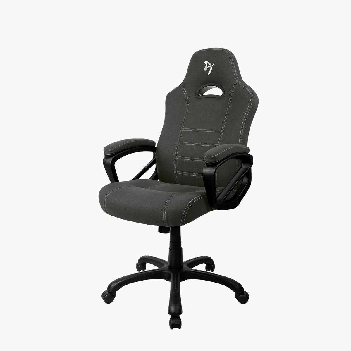 Arozzi Europe Enzo Woven Fabric chair: gray, entry-level, with armrests and wheels.