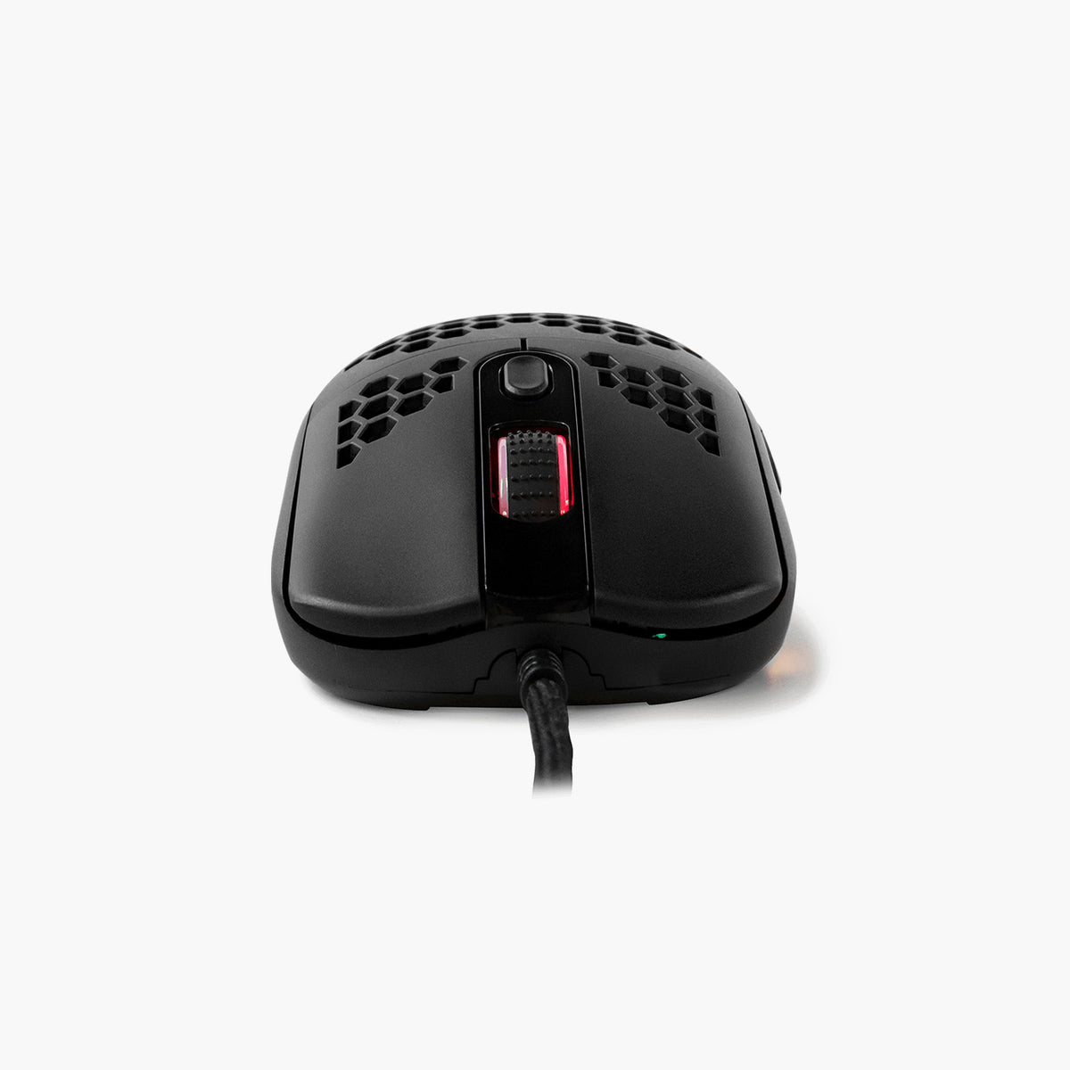 Arozzi Favo Ultra Light Gaming Mouse with honeycomb shell, RGB wheel, and Pixart 3389 sensor.
