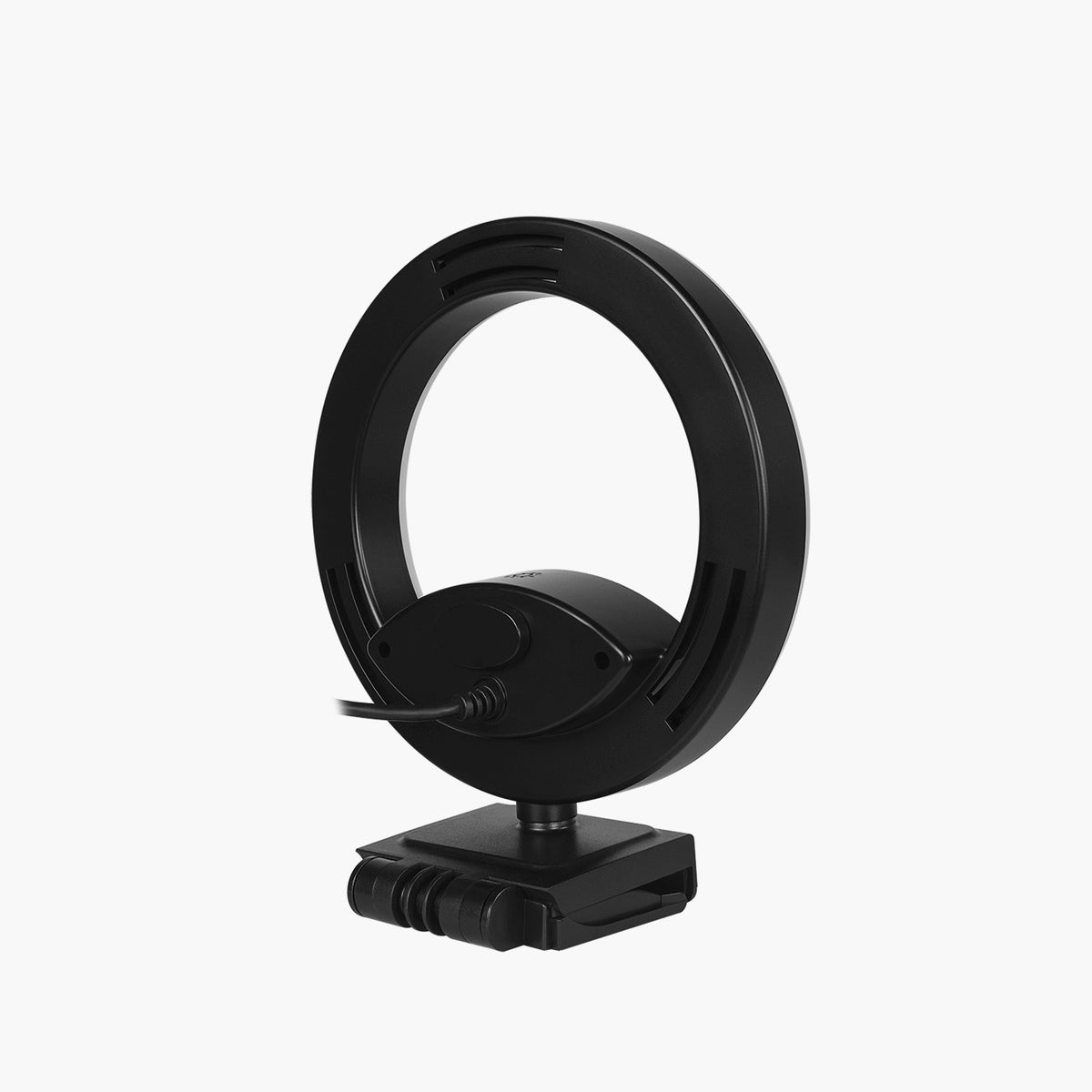 Arozzi Europe Occhio - True Privacy Ring Light Webcam, black, circular with cable and base.