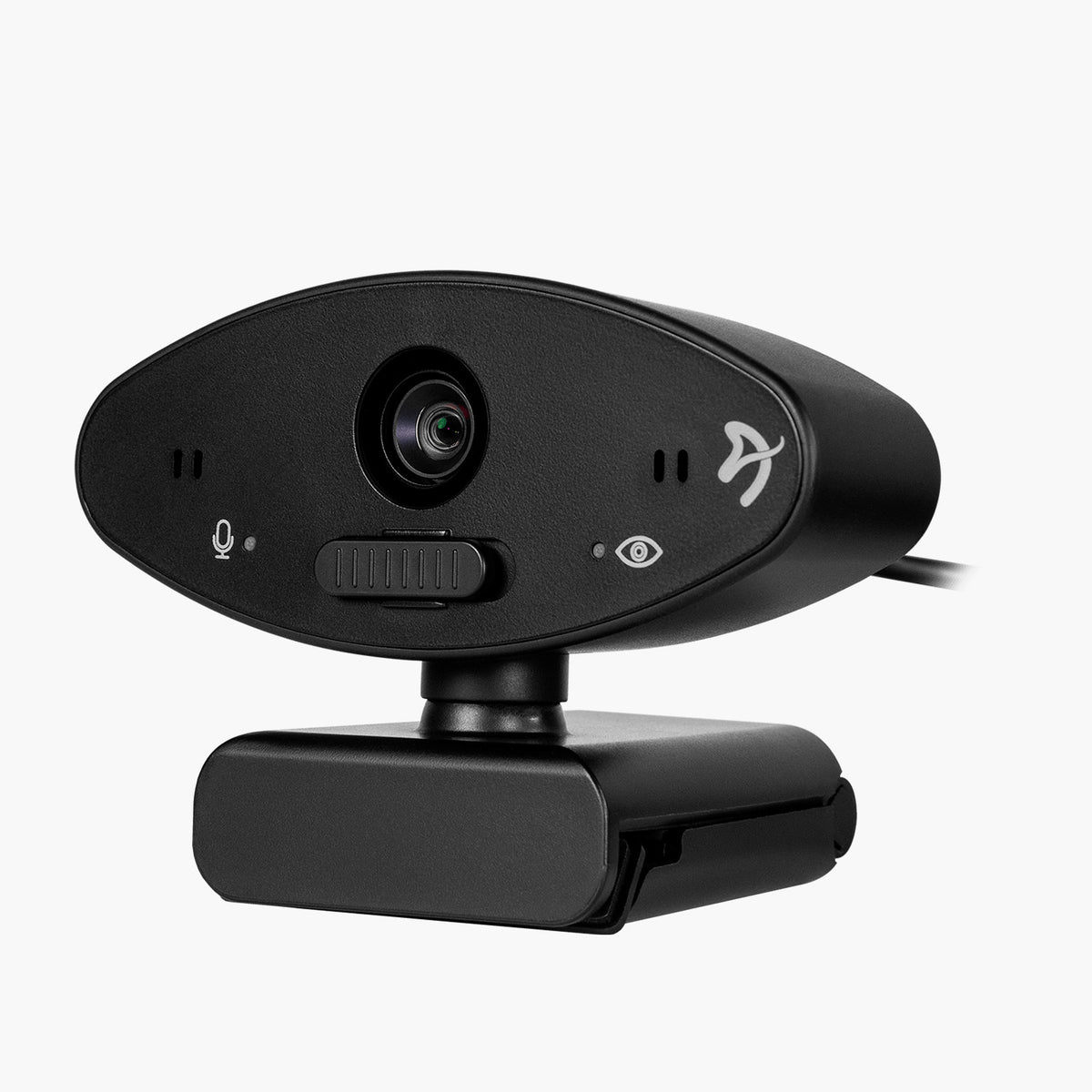 Arozzi Europe Occhio webcam: privacy icons, mic circuit breaker, built-in mounting clip.