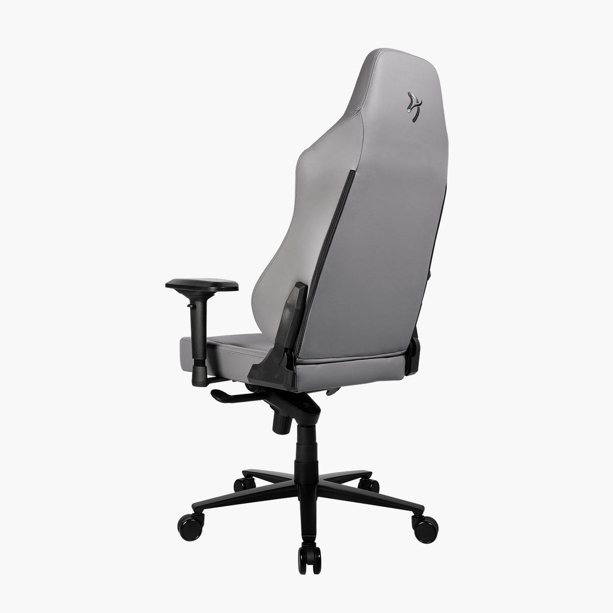 Primo - Full Premium Leather chair by Arozzi Europe, gray, ergonomic with adjustable armrests.