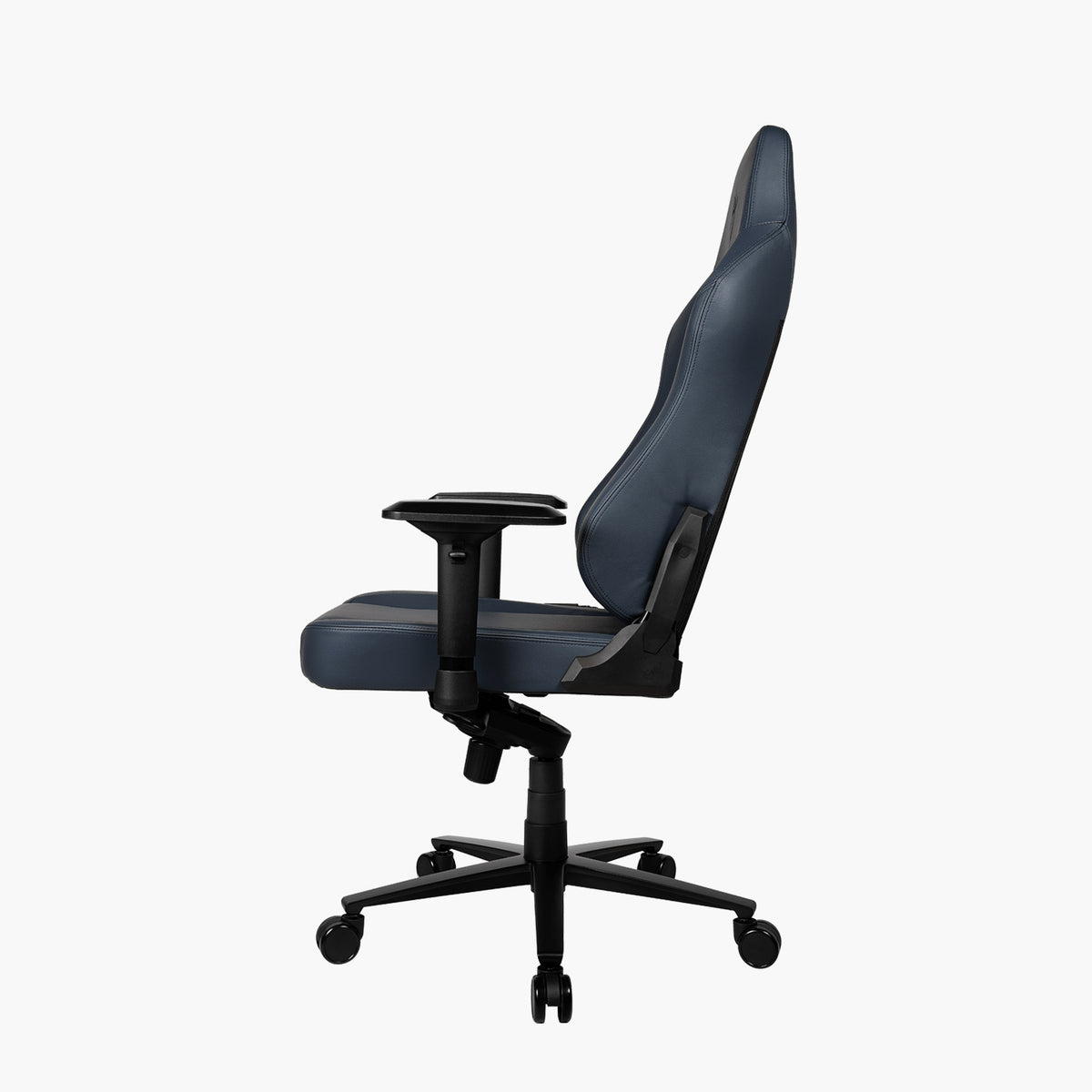 Side view of Primo - Full Premium Leather ergonomic chair by Arozzi Europe with armrests and wheels.