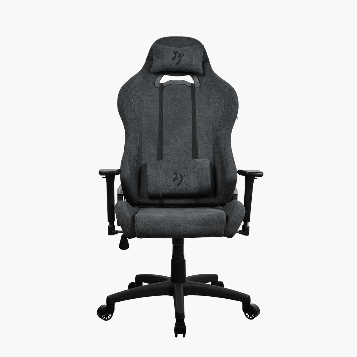 Arozzi Europe Torretta Soft Fabric chair—black, ergonomic, headrest & lumbar support shown.