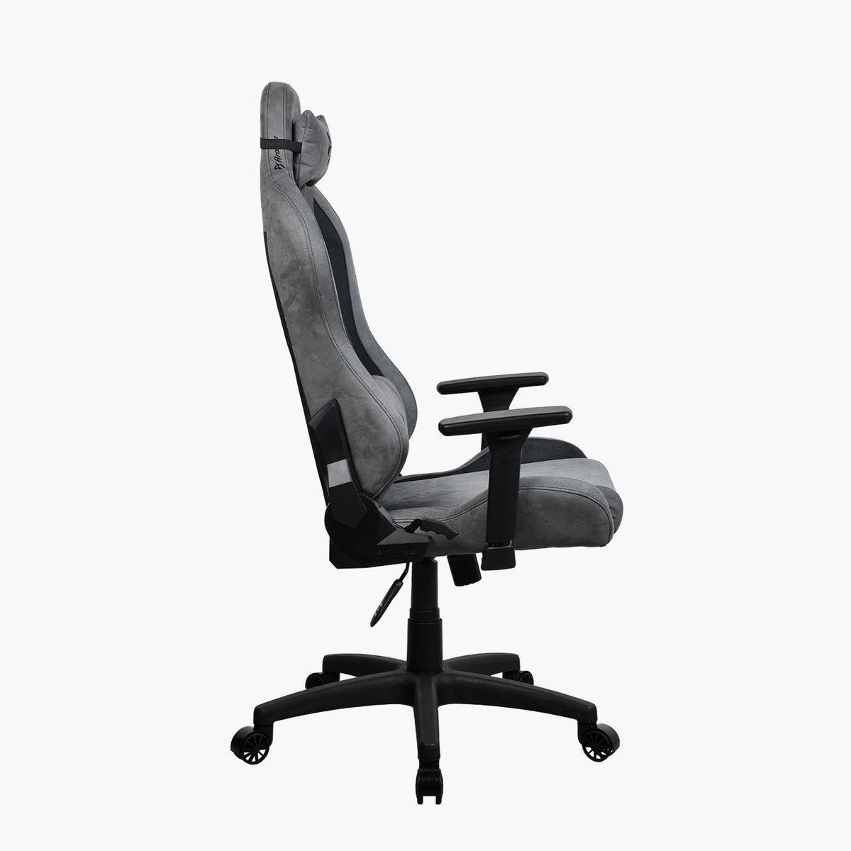 The Arozzi Europe Torretta Supersoft is a gray ergonomic chair with headrest, arms, and casters.