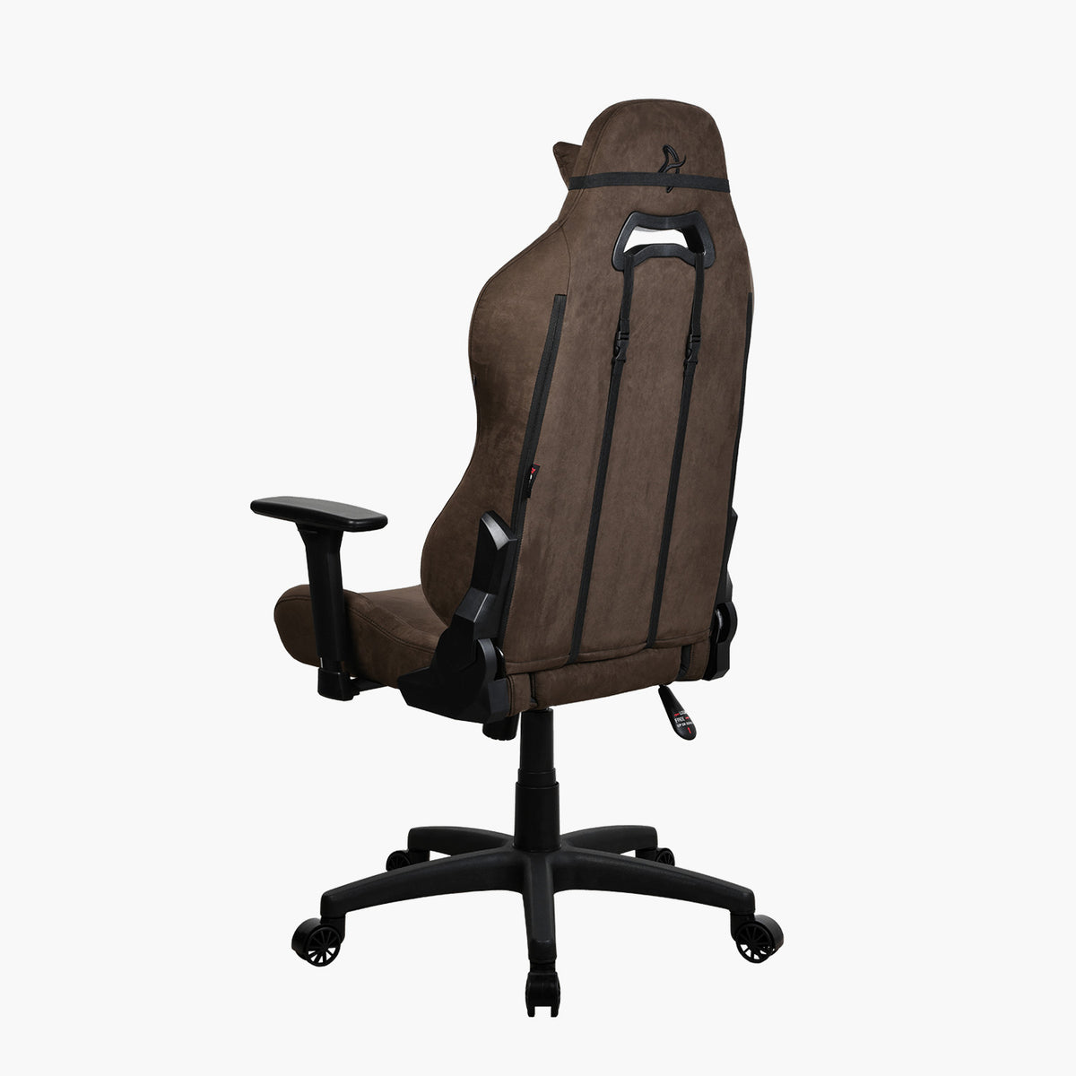 Arozzi Europe Torretta Supersoft brown ergonomic gaming chair, back view on white.