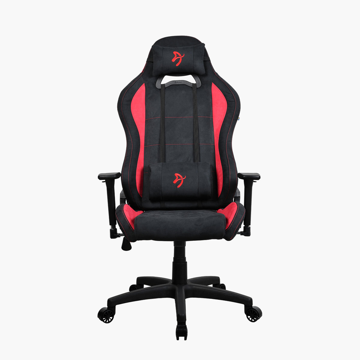 Arozzi Europe Torretta Supersoft: black/red ergonomic chair with headrest, lumbar, and armrests.