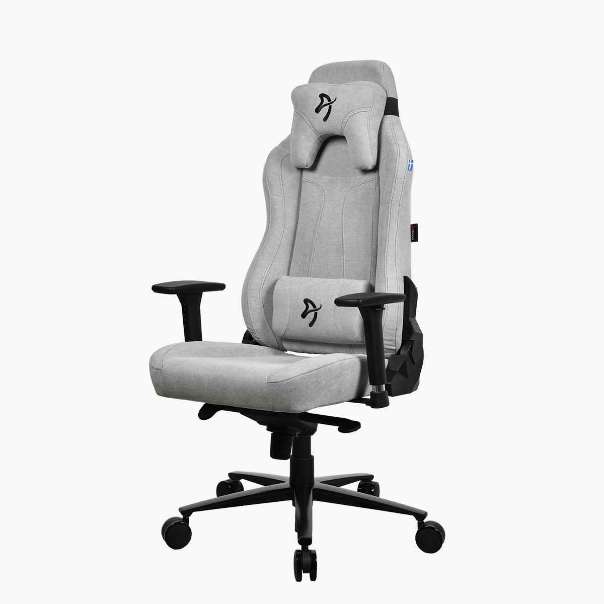 Arozzi Europe Vernazza Soft Fabric: gray ergonomic gaming chair with headrest & lumbar support.