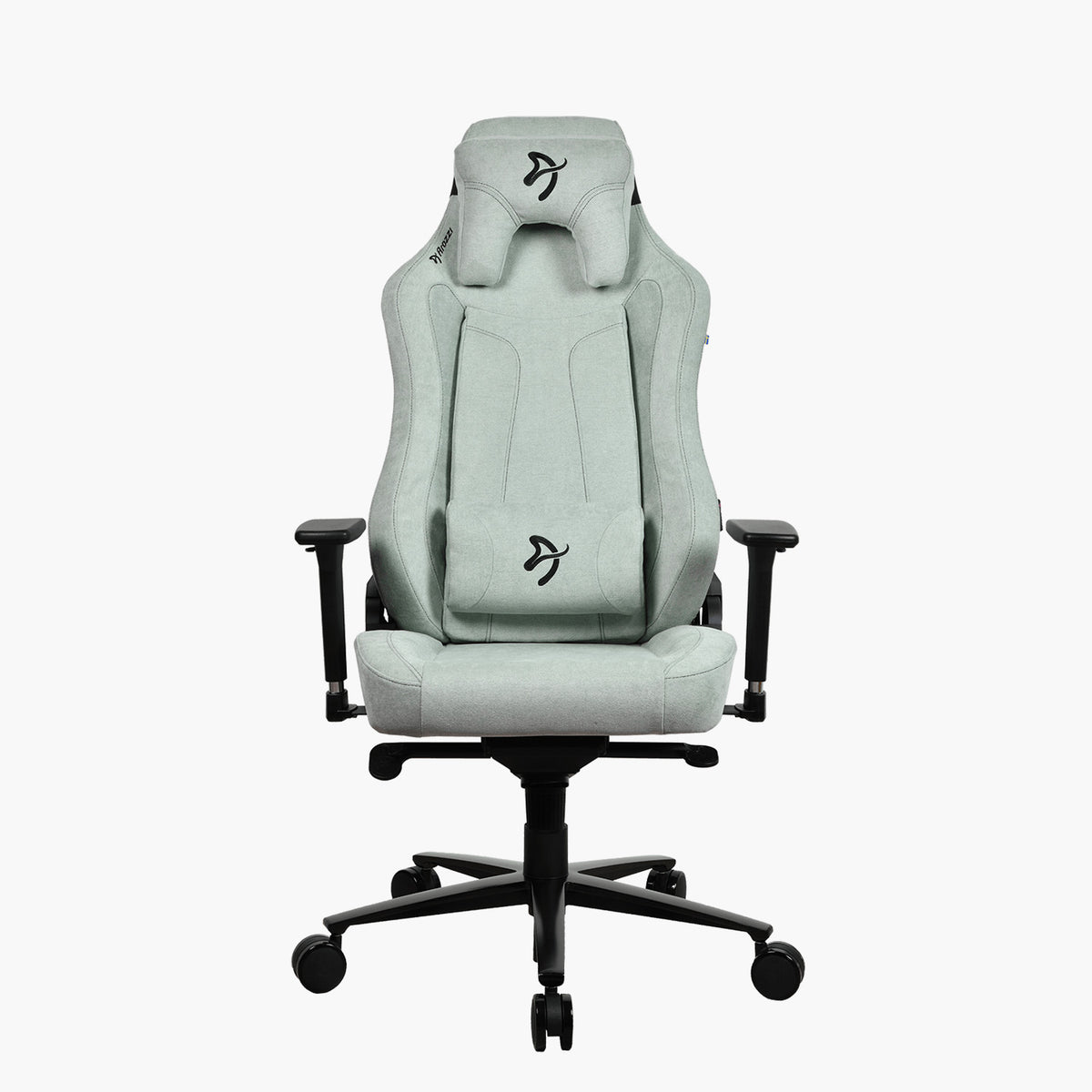 Arozzi Europe Vernazza Soft Fabric light gray gaming chair, adjustable headrest, height & arms.