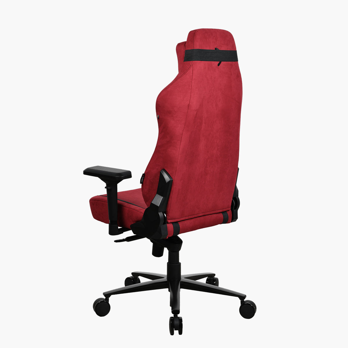 Arozzi Vernazza Supersoft chair: red, ergonomic, armrests, fabric, black base, wheels.