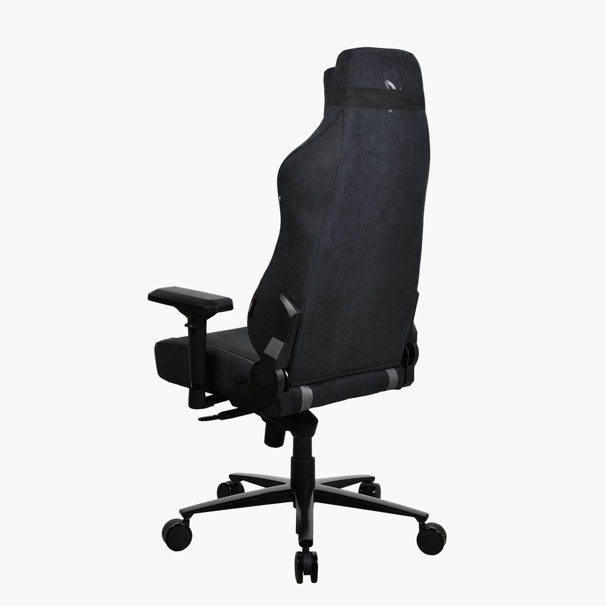 Arozzi Europe Vernazza Supersoft chair with armrests, rear view, breathable fabric upholstery.