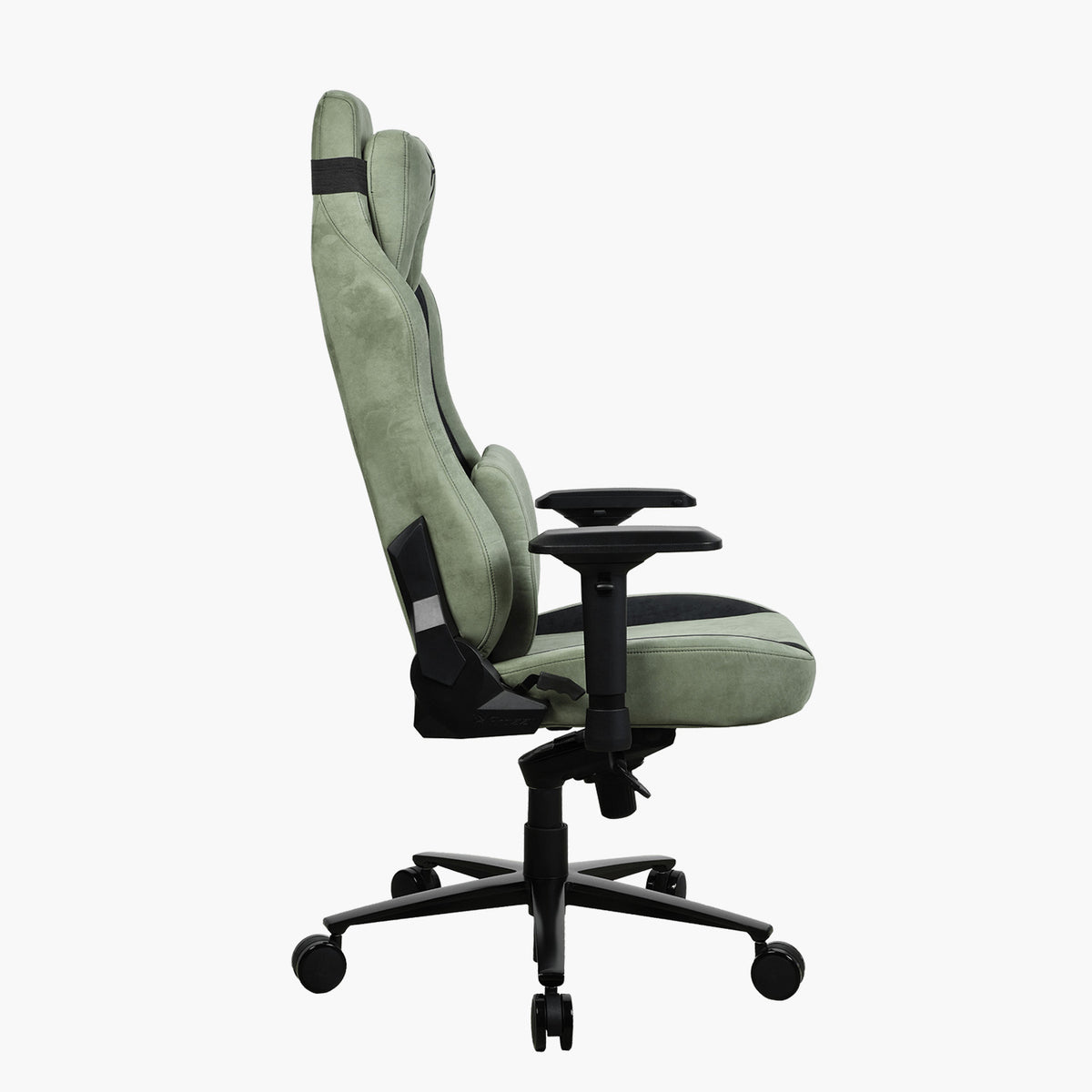 Arozzi Europe Vernazza Supersoft green ergonomic chair with breathable fabric, side view.