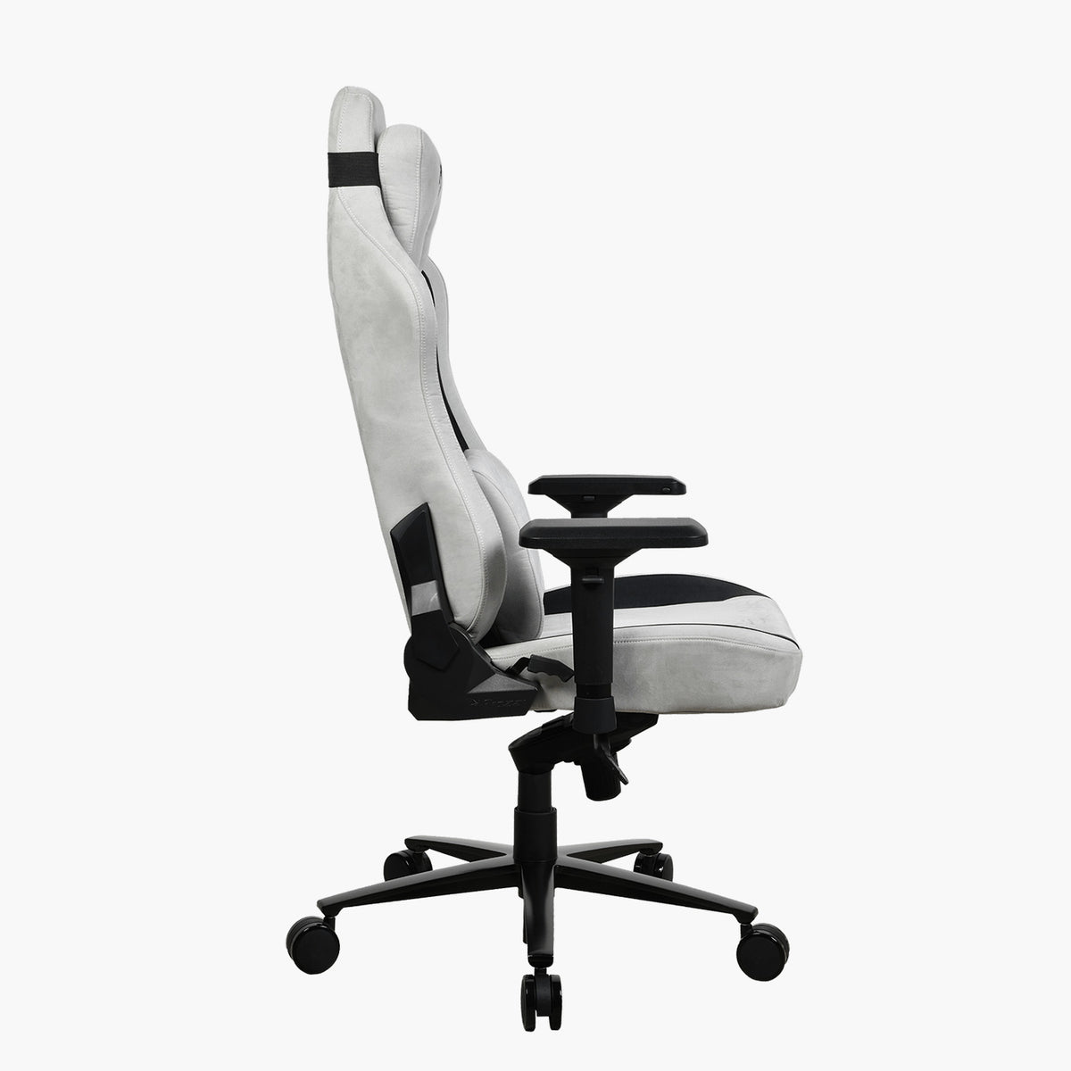 Side view of Arozzi Europe Vernazza Supersoft chair with armrests, wheels, and breathable fabric.