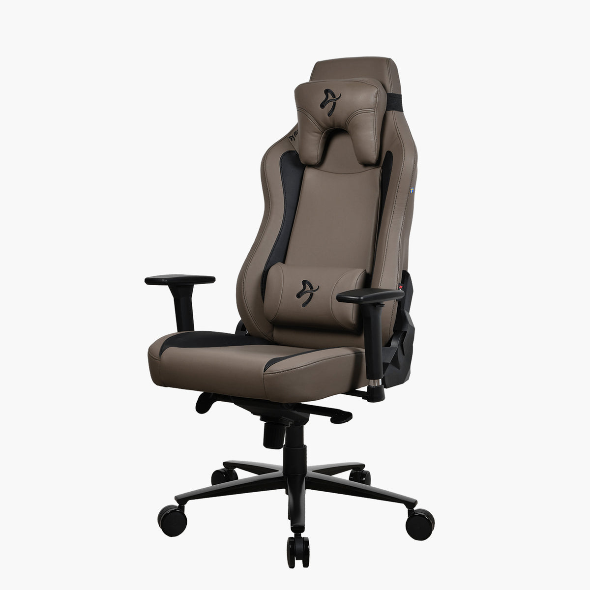Arozzi Europe Vernazza SoftPU: brown/black ergonomic chair, headrest, adjustable armrests.