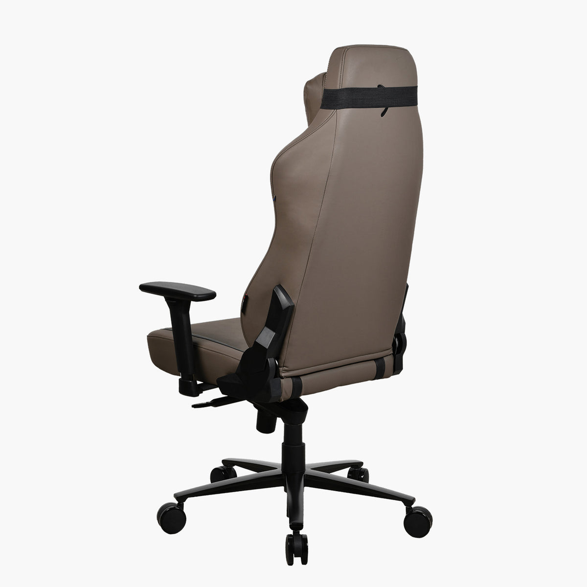 Arozzi Europe Vernazza SoftPU brown ergonomic chair with high backrest, rear view.