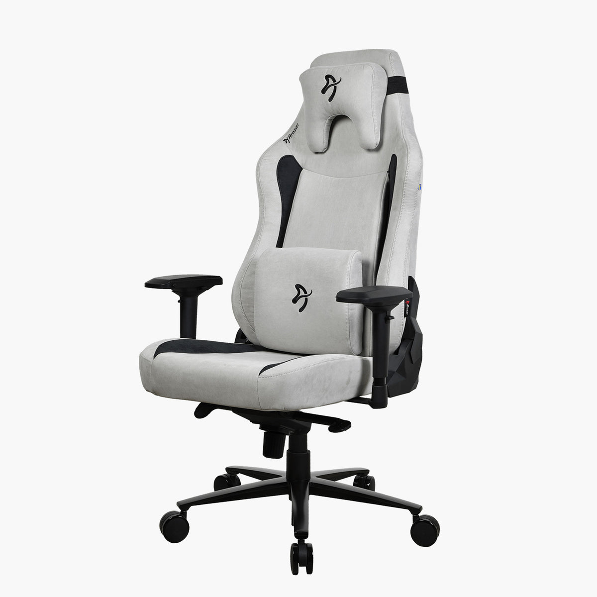 Arozzi Europe Vernazza XL Supersoft chair: light gray, black accents, adjustable armrests.