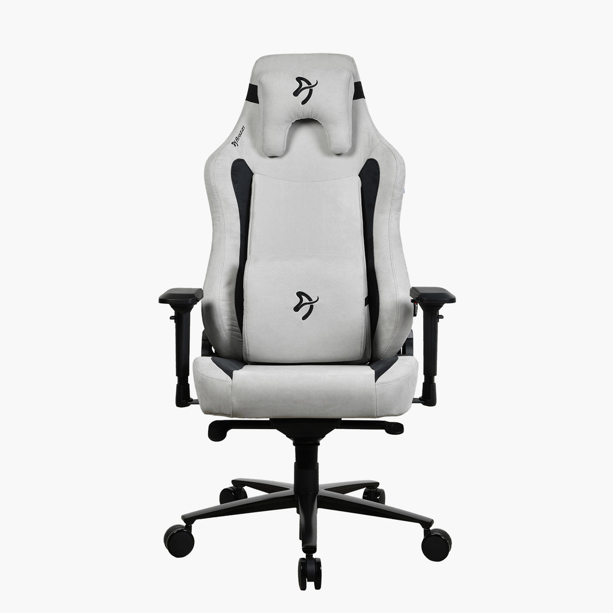 Arozzi Europe Vernazza XL Supersoft, gray ergonomic gaming chair with black accents, 5-wheel base.