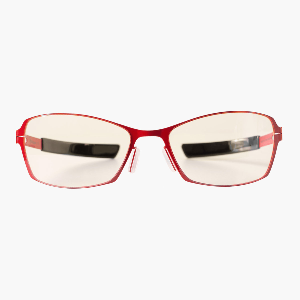 Arozzi Europe Visione VX-500 red blue light glasses, front-on view against white background.