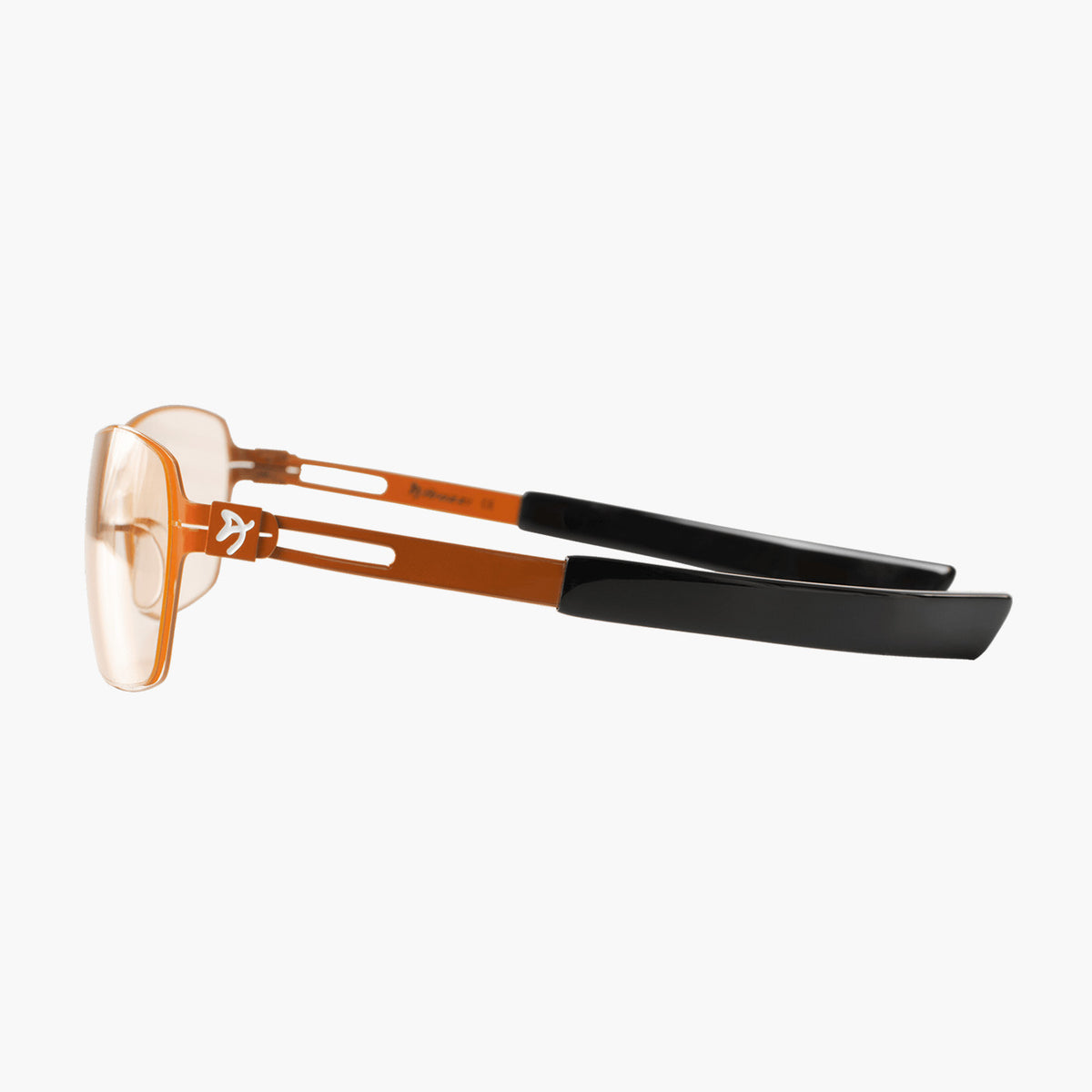 Side view of Arozzi Europe Visione VX-500 blue light glasses on a white background.