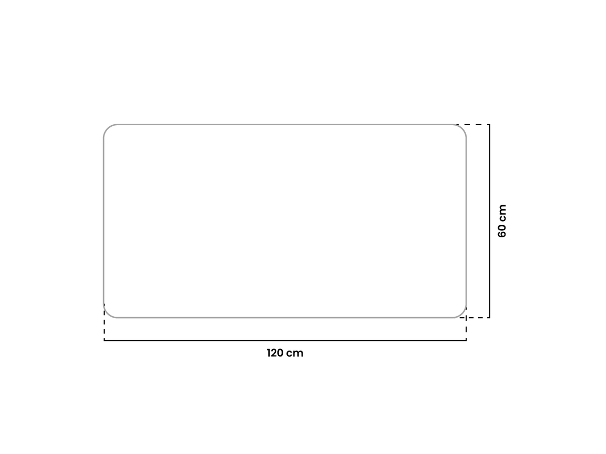 Rectangle with rounded corners, 120 cm wide and 60 cm tall, labeled with dimensions.