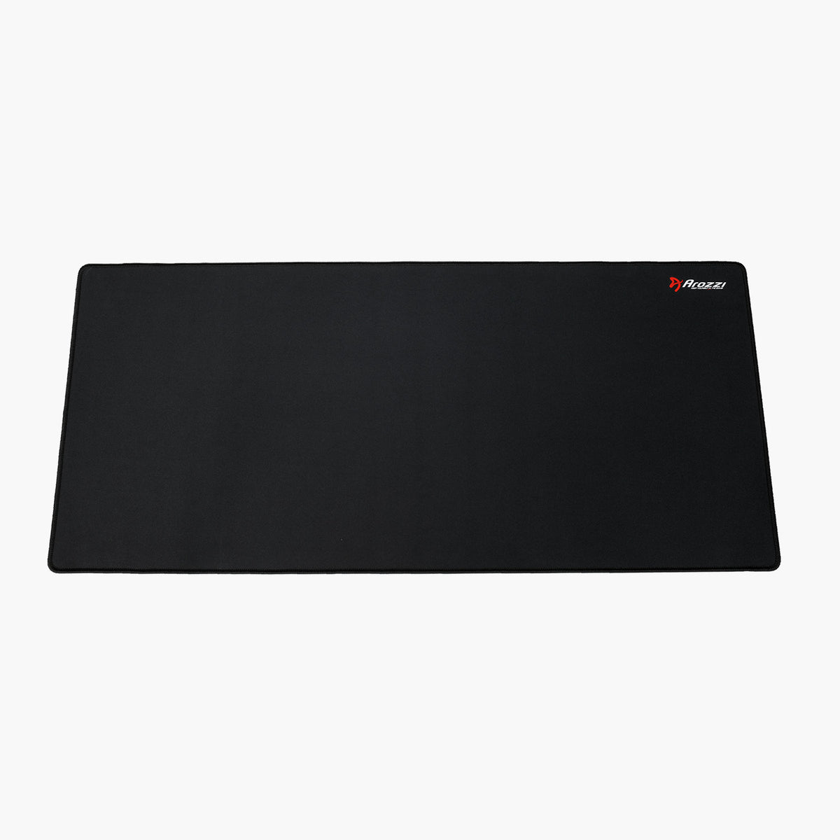 Extra large black Zona mousepad by Arozzi, cushioned wrist support, red/white logo.