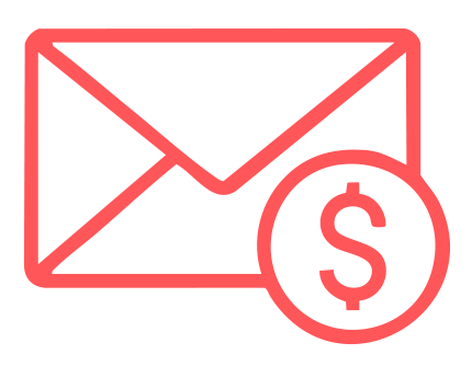 Red envelope icon with a dollar sign, symbolizing payment or financial message.