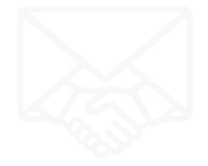 White outline of a handshake overlaid on an envelope, symbolizing agreement or email communication.