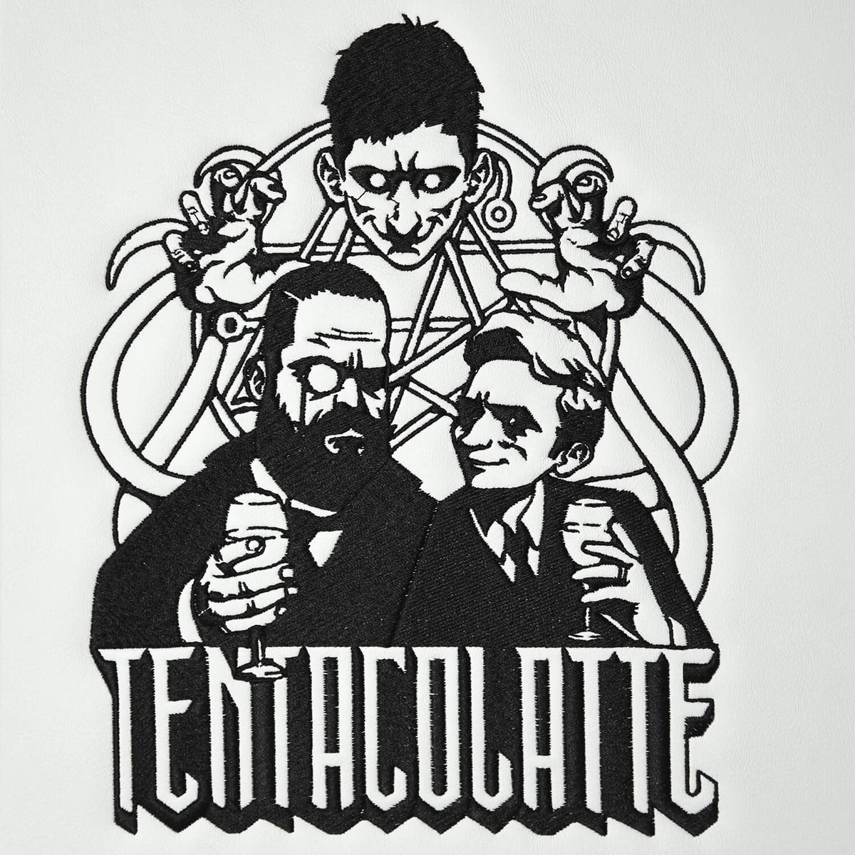 Three people, tentacles, and a pentagram, with TENTACOLATTE in bold at the bottom.