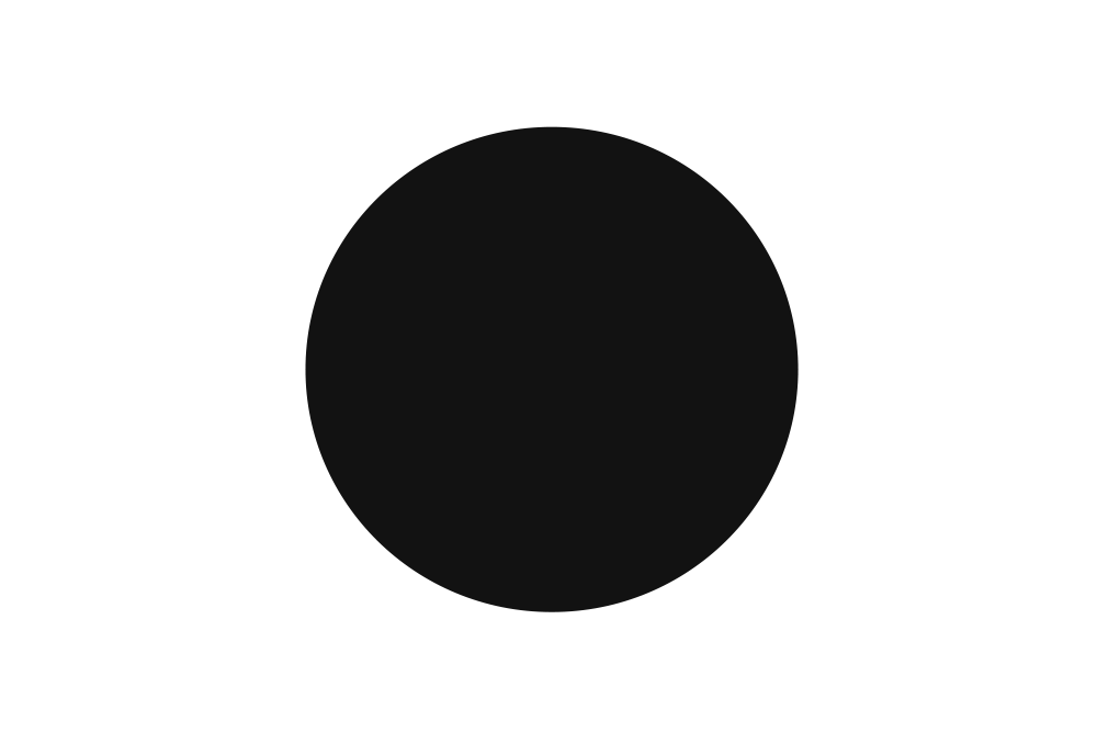 A solid black circle centered on a white background with rounded corners.